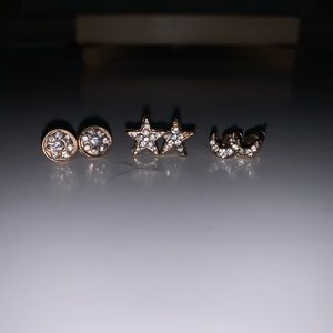moon, star, and circle earrings